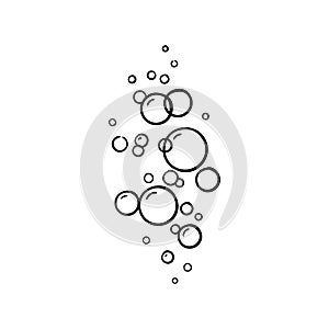 Vector line bubbles of fizzy drink isolated on white background. Doodle style photo